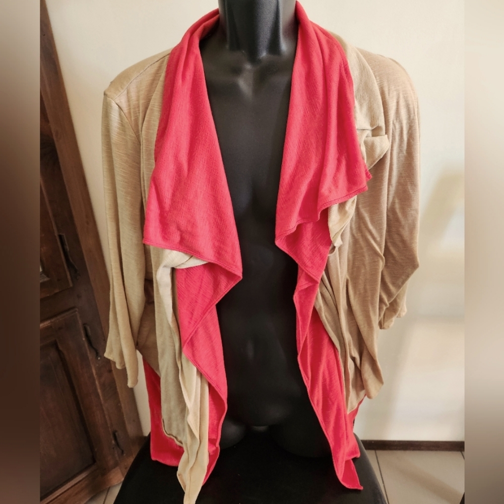 Allison Daley two tone 3/4 sleeve light open cardigan